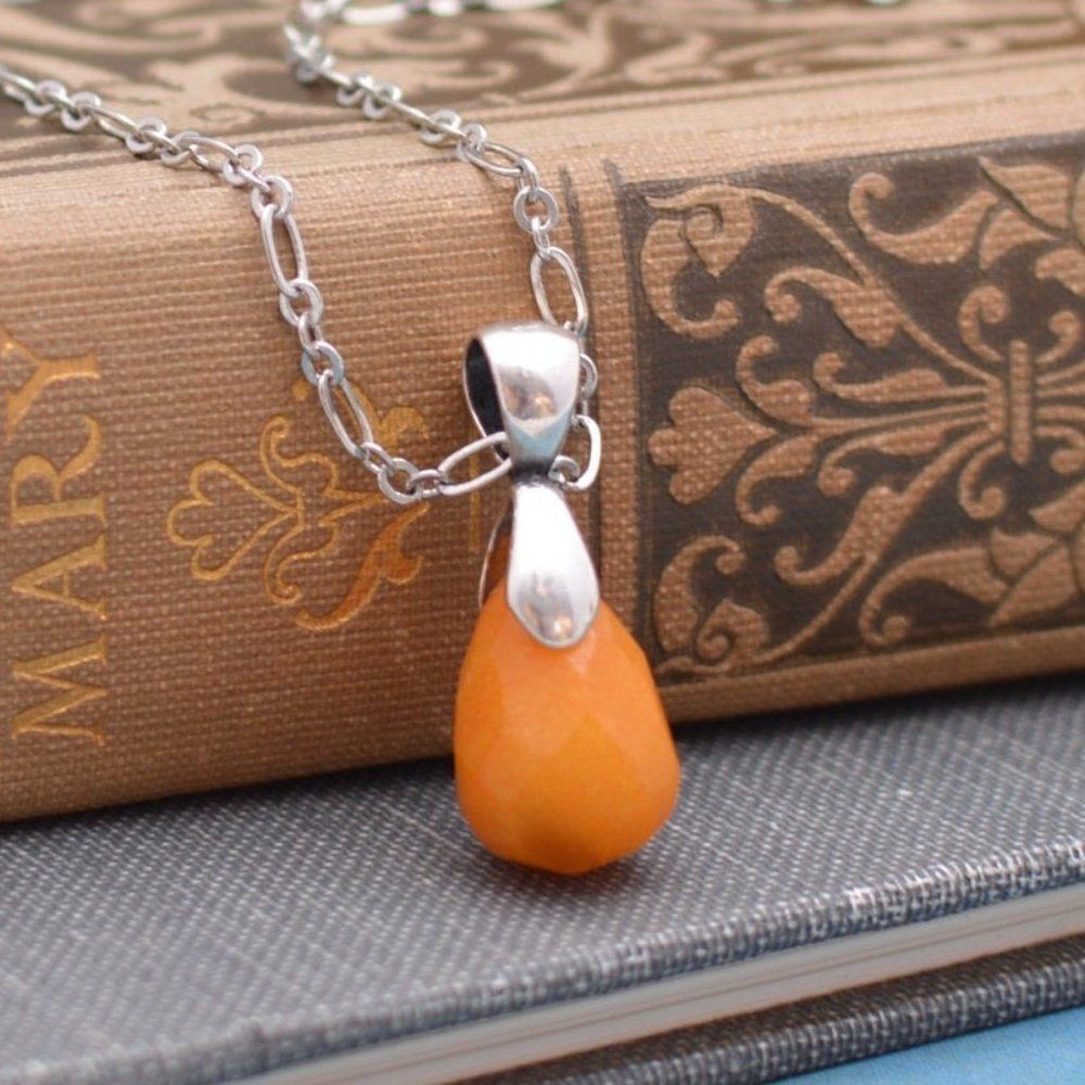 Yellow Jade Pendant Necklace